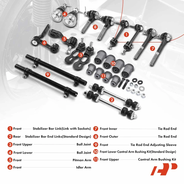 A Set of 20 Ball Joint and Sway Bar Link Kit Front & Rear A-Premium APCA1378