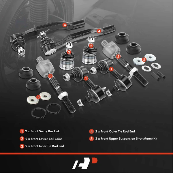 A Set of 10 Ball Joint Sway Bar Link Strut Mount Tie Rod End Kit Front Side A-Premium APCA1385
