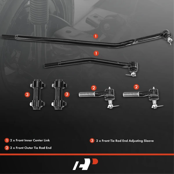 6 Pcs Steering Drag Link & Tie Rod End for Ford E-150 E-150 Club Wagon