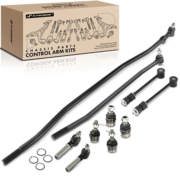 1992-1997 Ford F-350 A Set of 10 Ball Joint Center Link Sway Bar Link Tie Rod End Kit Front Side A-Premium APCA1400