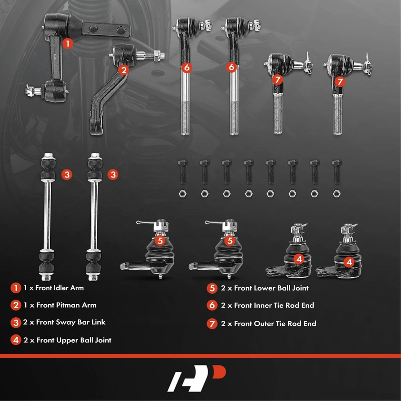 A Set of 12 Ball Joint and Sway Bar Link Full Kit Front Inner & Outer A-Premium APCA1403