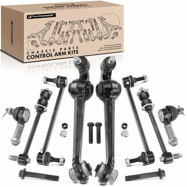 A Set of 8 Control Arm Sway Bar Link and Tie Rod End Kit Front & Rear A-Premium APCA1424