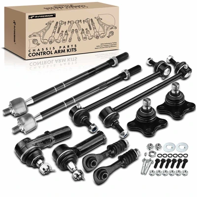 10 Pcs Front & Rear Sway Bar Link & Ball Joint Tie Rod End