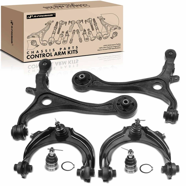 2003-2007 Honda Accord A Set of 6 Control Arm and Ball Joint Kit Front Side A-Premium APCA1432