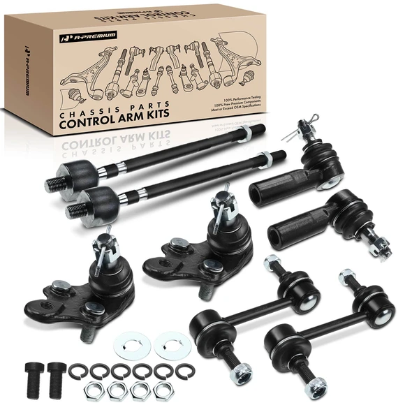 1989-1992 Geo Prizm A Set of 8 Ball Joint and Tie Rod End Kit Front & Rear A-Premium APCA1450