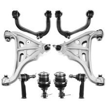 8 Pcs Front Control Arm with Ball Joints Outer Tie Rod End