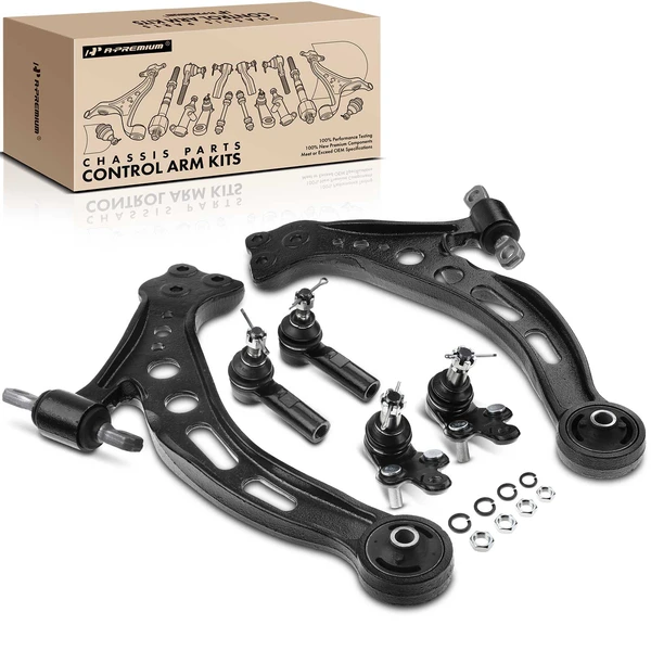 A Set of 6 Control Arm Ball Joint and Tie Rod End Kit Front Lower A-Premium APCA1474