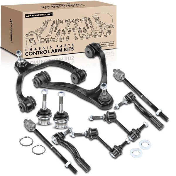 2003-2011 Ford Crown Victoria A Set of 10 Control Arm Ball Joint Sway Bar Link Tie Rod End Kit Front Side A-Premium APCA2164