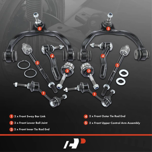 A Set of 10 Control Arm Ball Joint Sway Bar Link Tie Rod End Kit Front Side A-Premium APCA2164