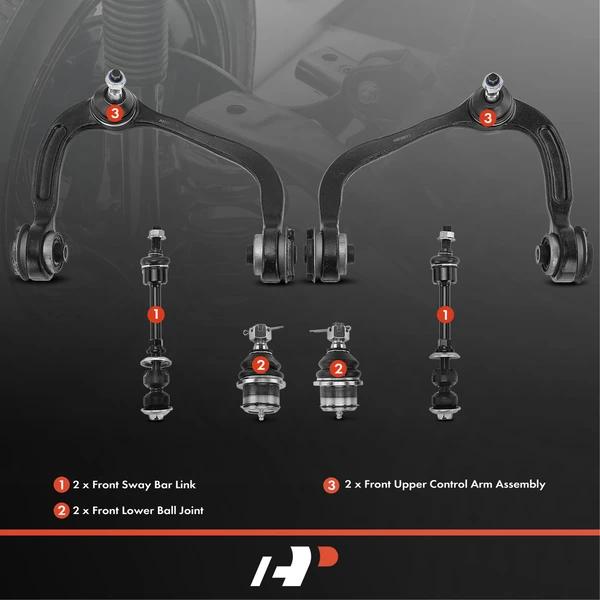 A Set of 6 Control Arm Ball Joint and Sway Bar Link Kit Front Side A-Premium APCA2259
