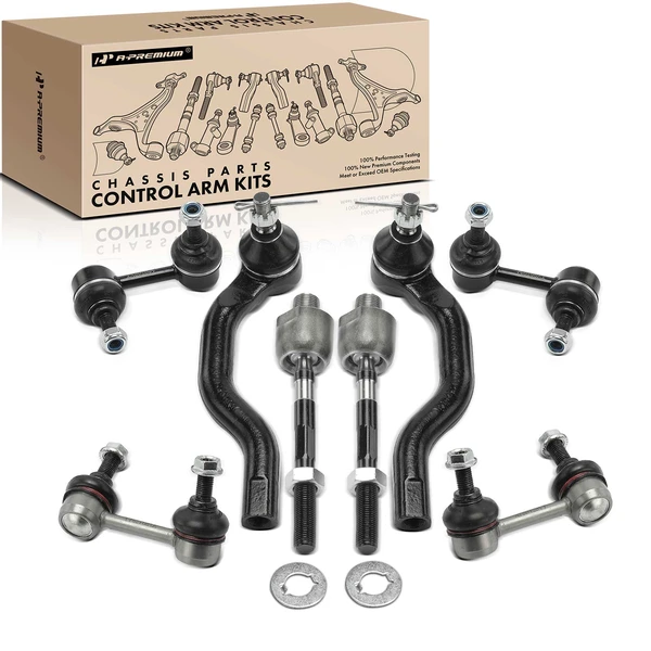 A Set of 8 Sway Bar Link and Tie Rod End Kit Front & Rear A-Premium APCA2264
