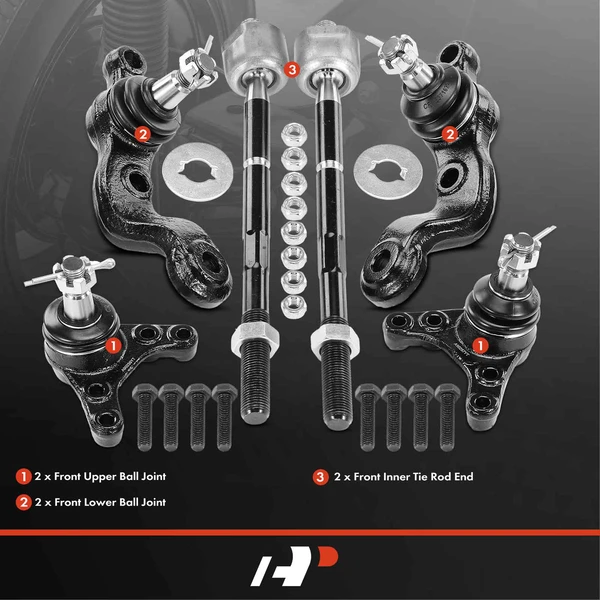 A Set of 6 Ball Joint and Tie Rod End Kit Front Side A-Premium APCA2272