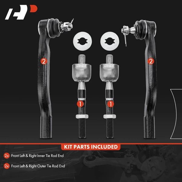 4 Pcs Inner & Outer Tie Rod End for Honda Accord 1998-2002 2.3L 3.0L