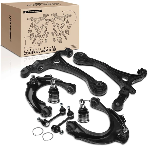 A Set of 8 Control Arm Ball Joint and Sway Bar Link Kit Front Lower & Upper A-Premium APCA2289