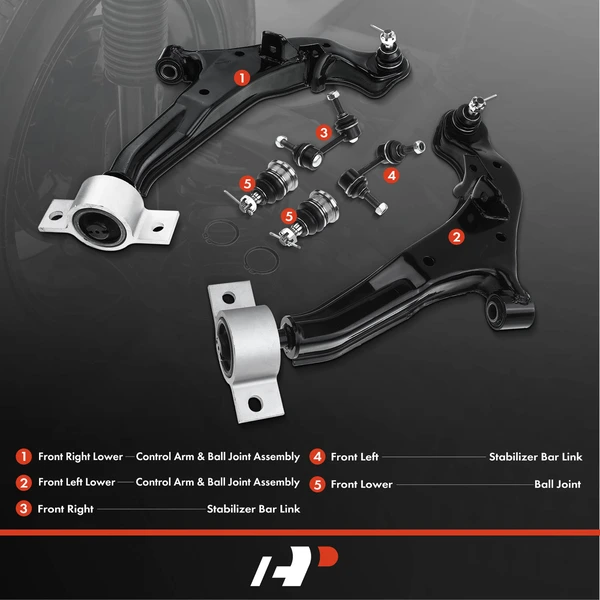 A Set of 6 Control Arm Ball Joint and Sway Bar Link Kit Front Side A-Premium APCA2308