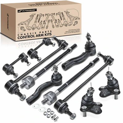 10 Pcs Front & Rear Stabilizer Bar Link & Tie Rod End Ball Joint