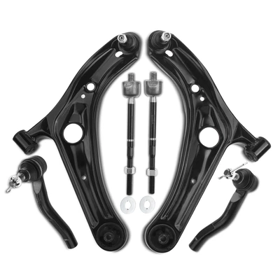 6 Pcs Front Lower Control Arm and Tie Rod End
