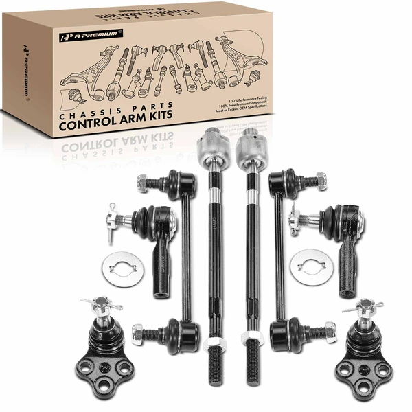 1996-2004 Nissan Pathfinder A Set of 8 Ball Joint Sway Bar Link and Tie Rod End Kit Front Side A-Premium APCA2370
