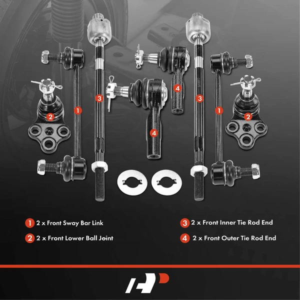 A Set of 8 Ball Joint Sway Bar Link and Tie Rod End Kit Front Side A-Premium APCA2370
