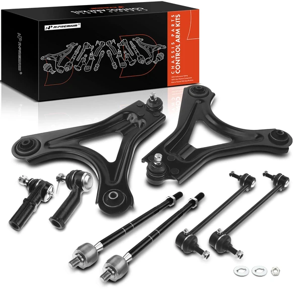 A Set of 8 Control Arm Sway Bar Link and Tie Rod End Kit Front Side A-Premium APCA2384