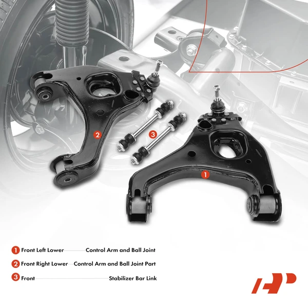 4-Pc Control Arm Ball Joint and Stabilizer Bar End Link Kit, Front Side with Ball Joint A-Premium APCA2408