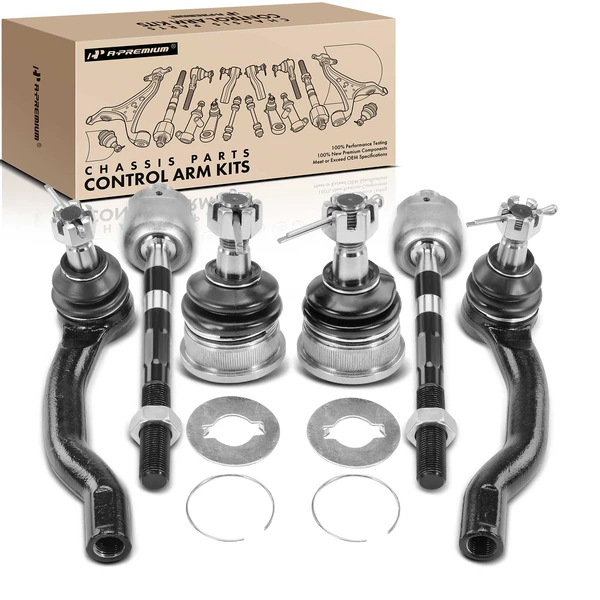 2005-2018 Nissan Frontier A Set of 6 Ball Joint and Tie Rod End Kit Front Side A-Premium APCA2418