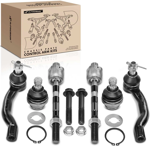 2005-2019 Nissan Frontier A Set of 6 Ball Joint and Tie Rod End Kit Front Lower, Inner & Outer A-Premium APCA2419