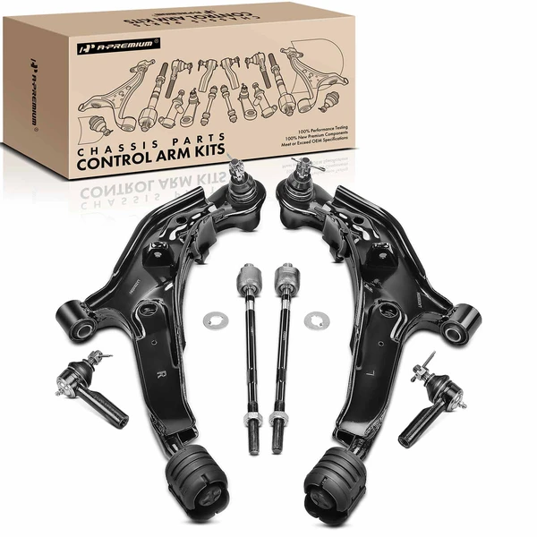 1995-1999 Nissan Maxima A Set of 6 Control Arm and Tie Rod End Kit Front Side A-Premium APCA2422