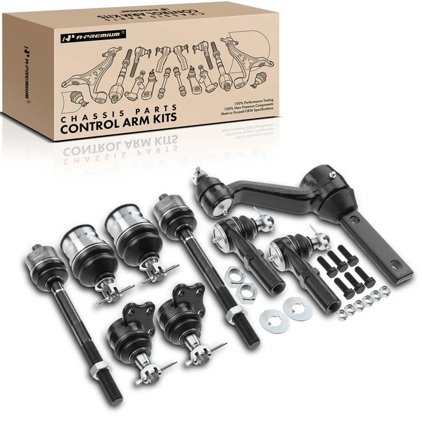 A Set of 9 Ball Joint Idler Arm and Tie Rod End Kit Front Inner & Outer A-Premium APCA2465