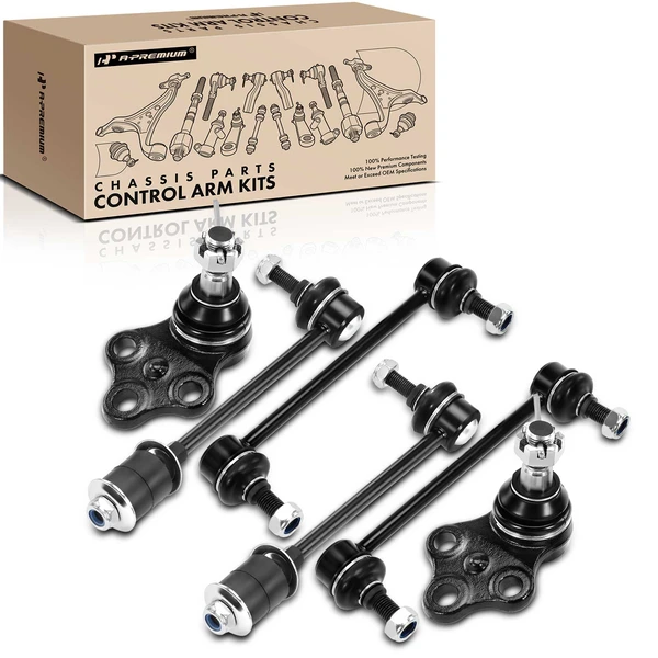 A Set of 6 Ball Joint and Sway Bar Link Kit Front & Rear A-Premium APCA2483