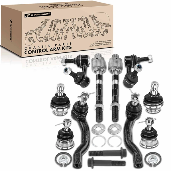 A Set of 10 Ball Joint Sway Bar Link and Tie Rod End Kit Front Side A-Premium APCA2486