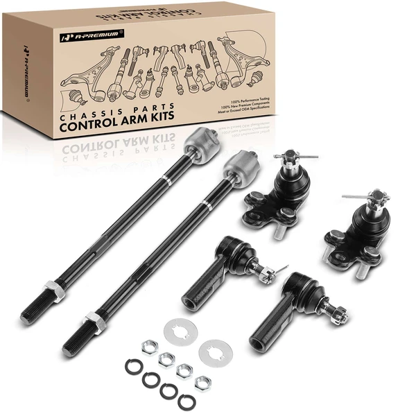 A Set of 6 Ball Joint and Tie Rod End Kit Front, Inner & Outer A-Premium APCA2495