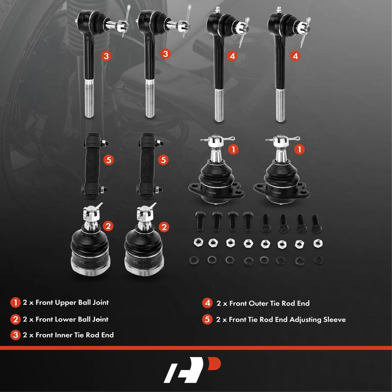 A Set of 10 Ball Joint Tie Rod End and Adjusting Sleeve Kit Front Inner & Outer A-Premium APCA2499