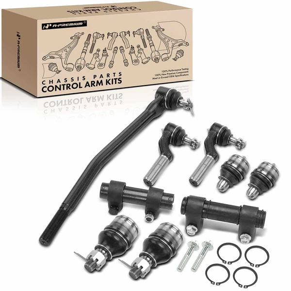 A Set of 9 Ball Joint Tie Rod End and Adjusting Sleeve Kit Front Side A-Premium APCA2504