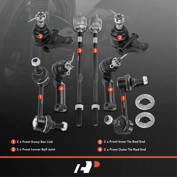 A Set of 8 Ball Joint Sway Bar Link and Tie Rod End Kit Front Side A-Premium APCA1886