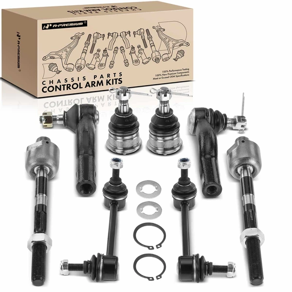A Set of 8 Ball Joint Sway Bar Link and Tie Rod End Kit Front Side A-Premium APCA1890