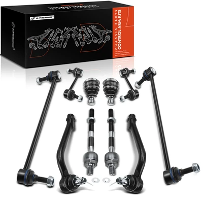 10 Pcs Front & Rear Bar Links & Tie Rod Ends & Ball Joints