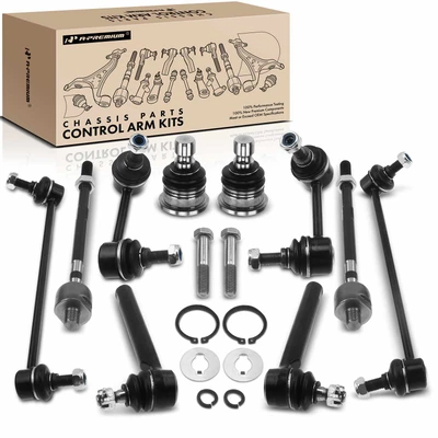 10 Pcs Front & Rear Sway Bar Links Tie Rod Ends