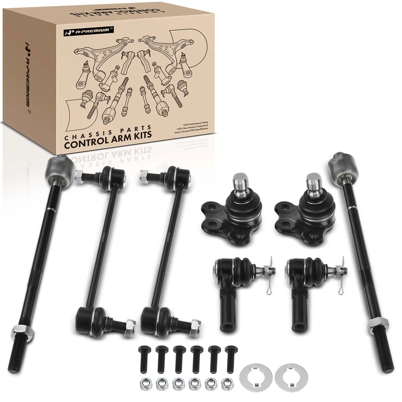 Ball Joint + Sway Bar Link + Tie Rod End, Set of A Set of 8, Front Side, A-Premium APCA1893