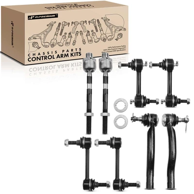 8 Pcs Front & Rear Stabilizer Bar Link & Tie Rod End