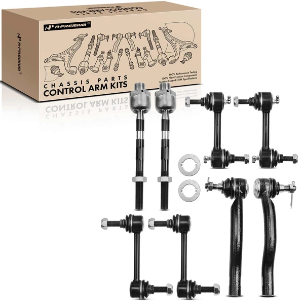 A Set of 8 Sway Bar Link and Tie Rod End Kit Front & Rear, Inner & Outer A-Premium APCA1897