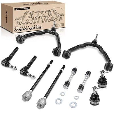 10 Pcs Front Control Arm & Ball Joint & Sway Bar Link Tie Rod End