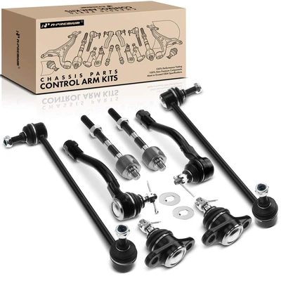 2006-2011 Kia Rio A Set of 8 Ball Joint Sway Bar Link and Tie Rod End Kit Front Side A-Premium APCA1914