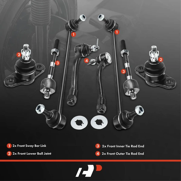 A Set of 8 Ball Joint Sway Bar Link and Tie Rod End Kit Front Side A-Premium APCA1914