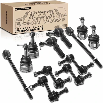 12 Pcs Front & Rear Stabilizer Bar Link Tie Rod End