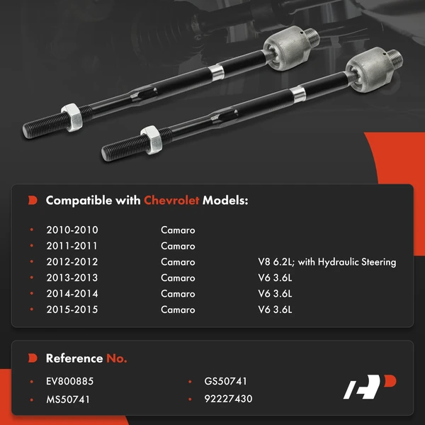 2 Pcs Front Inner Tie Rod End for Chevrolet Camaro 2010-2015 V8 6.2L V6 3.6L