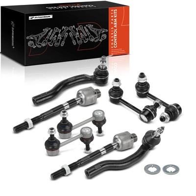 8 Pcs Front & Rear Stabilizer Bar Link & Tie Rod End