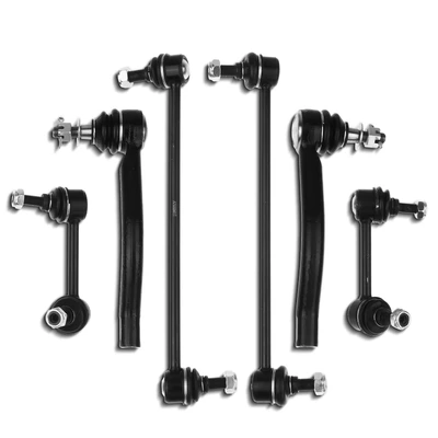 6 Pcs Front & Rear Stabilizer Bar Link & Tie Rod End