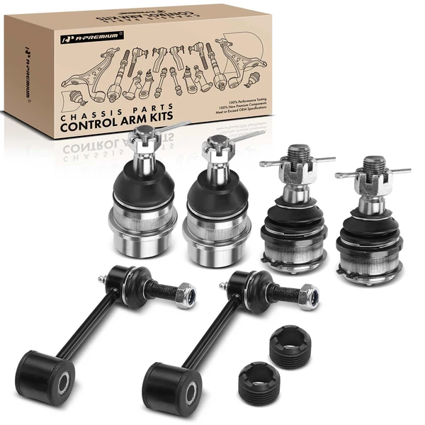 A Set of 6 Ball Joint and Sway Bar Link Kit Front Side A-Premium APCA2044
