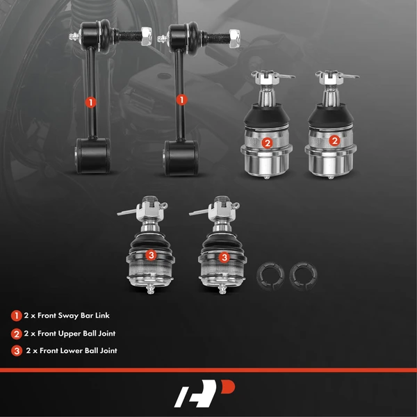 A Set of 6 Ball Joint and Sway Bar Link Kit Front Side A-Premium APCA2044